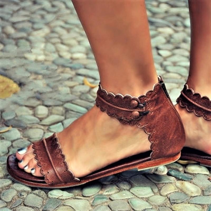 Sandalias Planas Romanas Para Mujeres