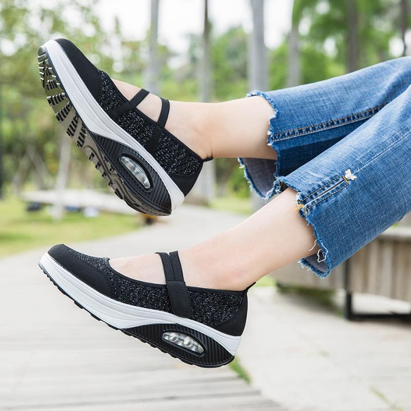 Zapatos Femeninos de Tejido Volador con Almohadillas de Aire