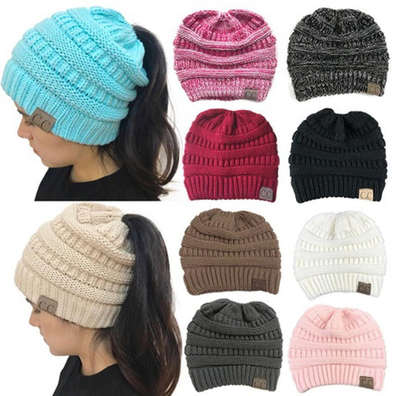 Soft Knit Ponytail Beanie Hat