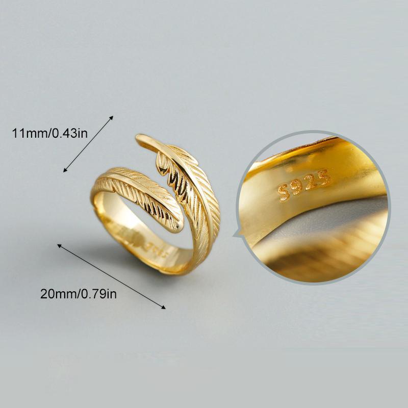 Bague Plume Dorée Ajustable