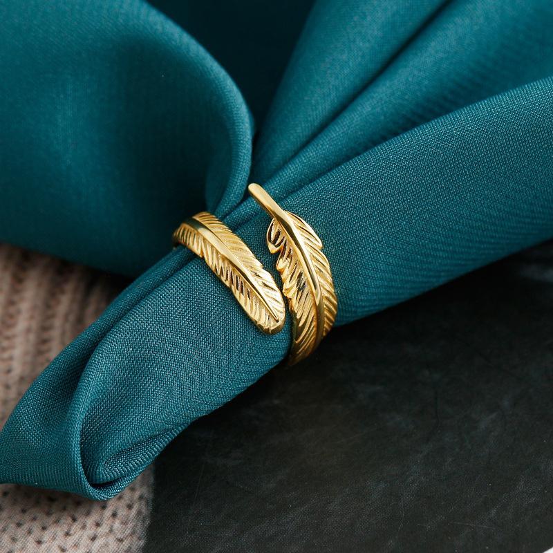 Bague Plume Dorée Ajustable