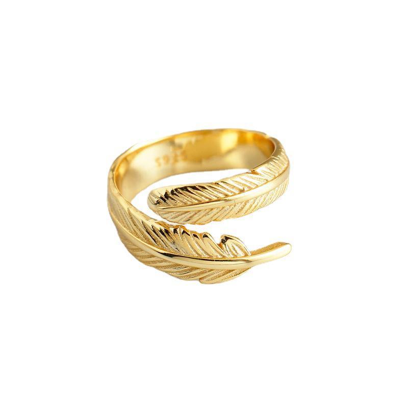 Bague Plume Dorée Ajustable