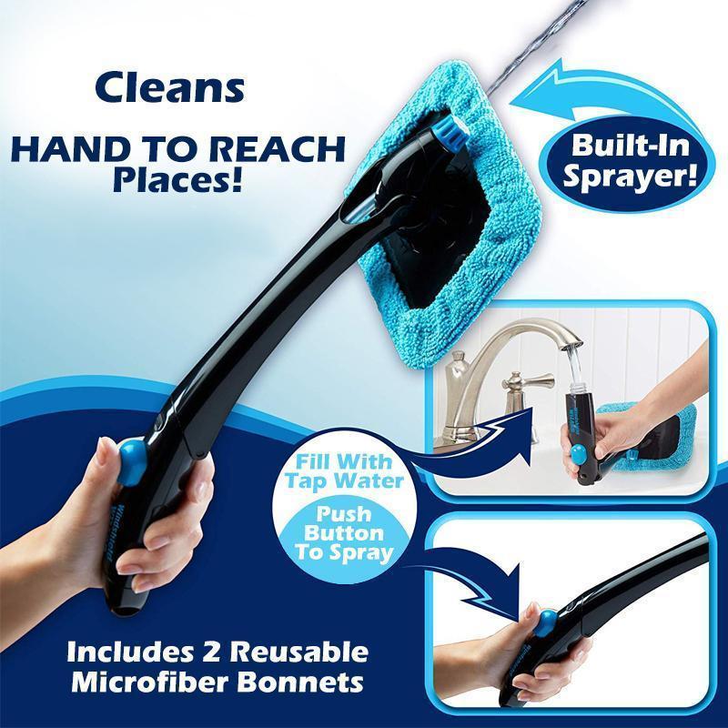 Windscreen Cleaner, with reusable microfiber hood