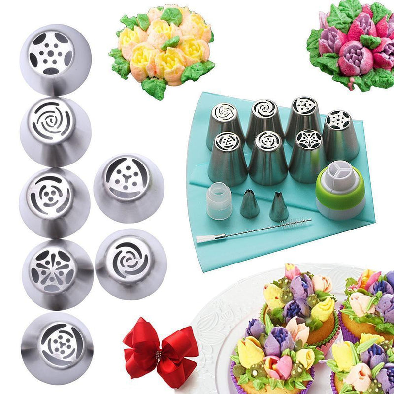 Bunnyear™ Stainless steel spout set (13 pieces) for cupcakes and cake decoration action