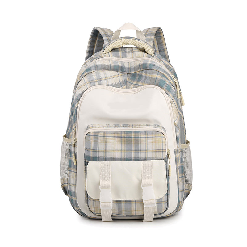 Large Capacity Plaid Schoolbag