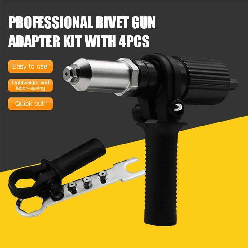 【🔥50% OFF🔥】Professional Rivet Gun Adapter Kit 🛠With 4Pcs Different Nozzle Bolts