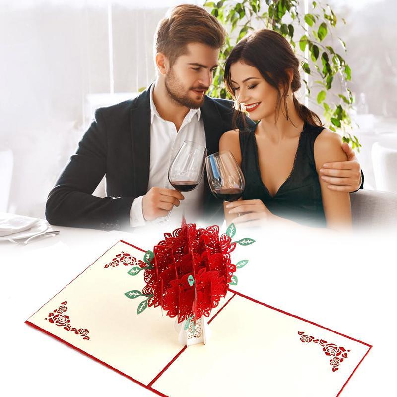 Carte pop-up Bouquet de roses - Carte de la Saint-Valentin