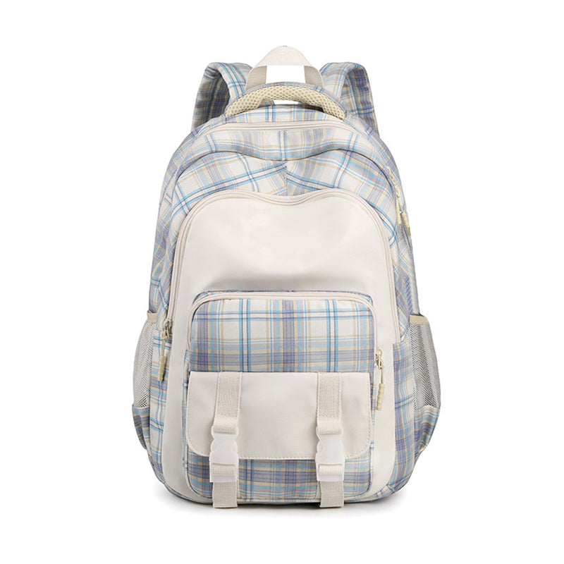 Large Capacity Plaid Schoolbag