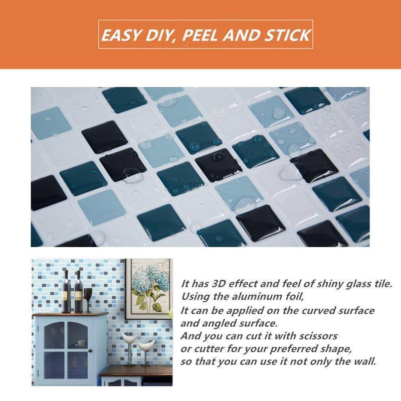 3D Mosaic Tile Self-adhesive Stickers, 4pcs