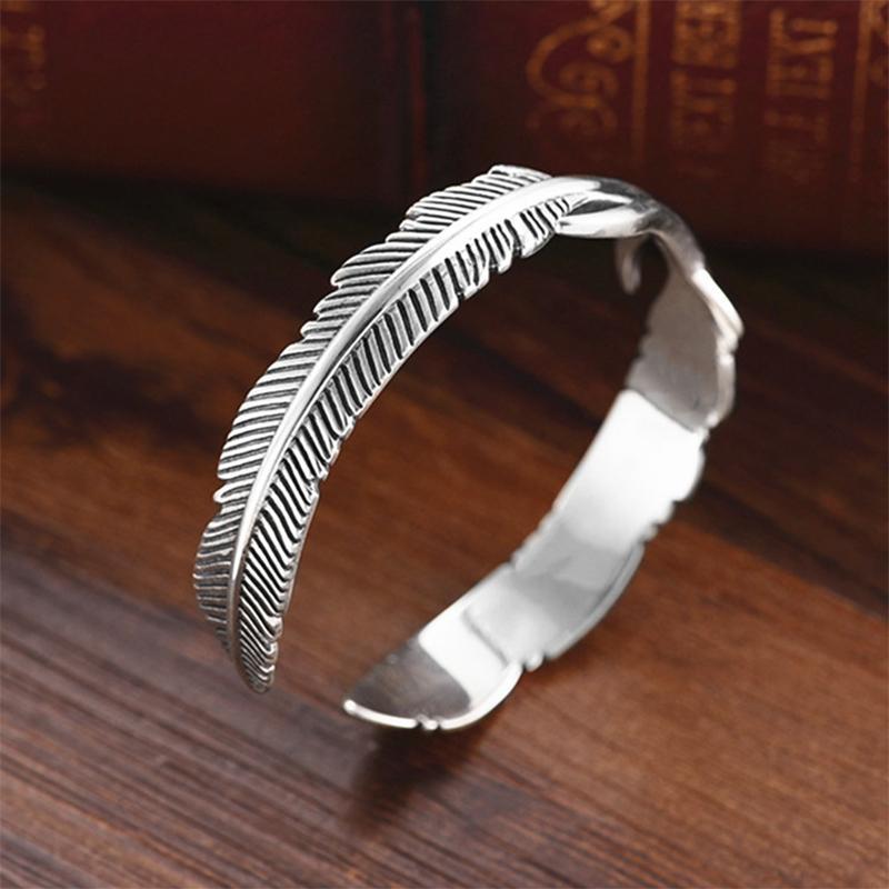 Joli Bracelet Plume en Argent