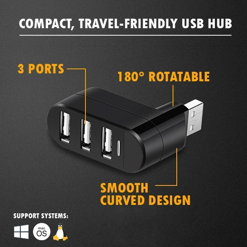 Mini Rotatable 3-Port USB Hub