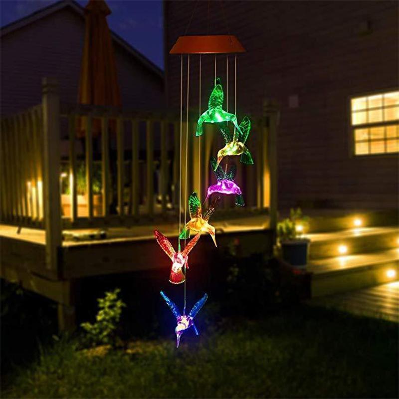 Color-Changing Solar LED Waterproof Hummingbird Wind Chimes