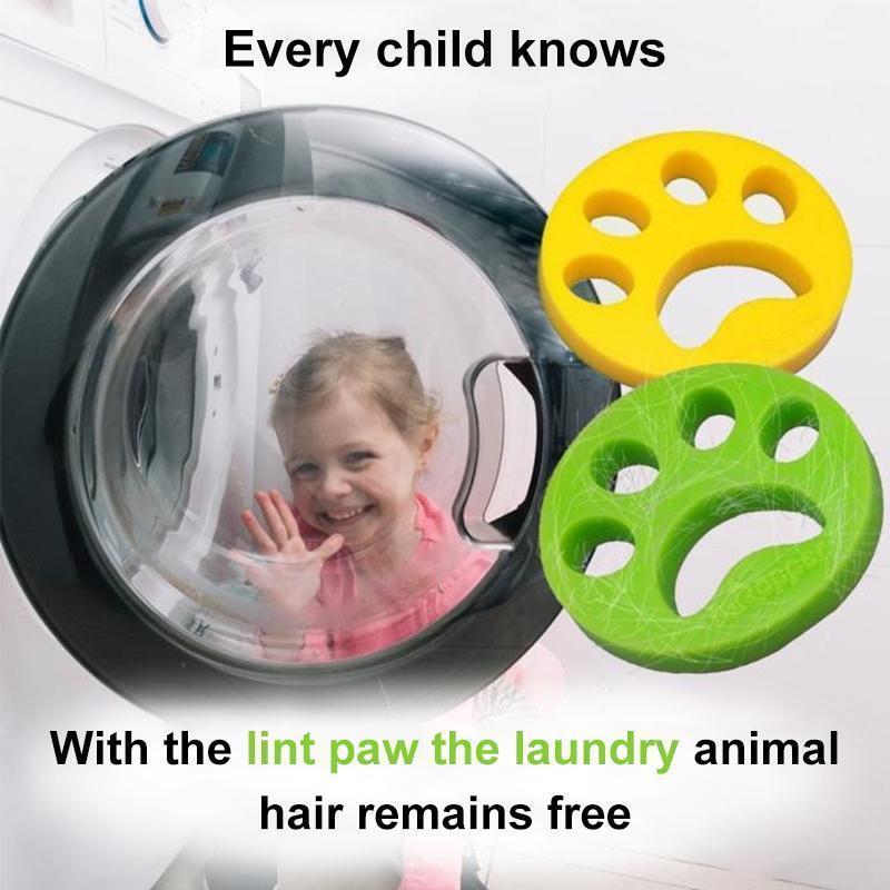 Lint paw: Remove pet hair when washing and drying