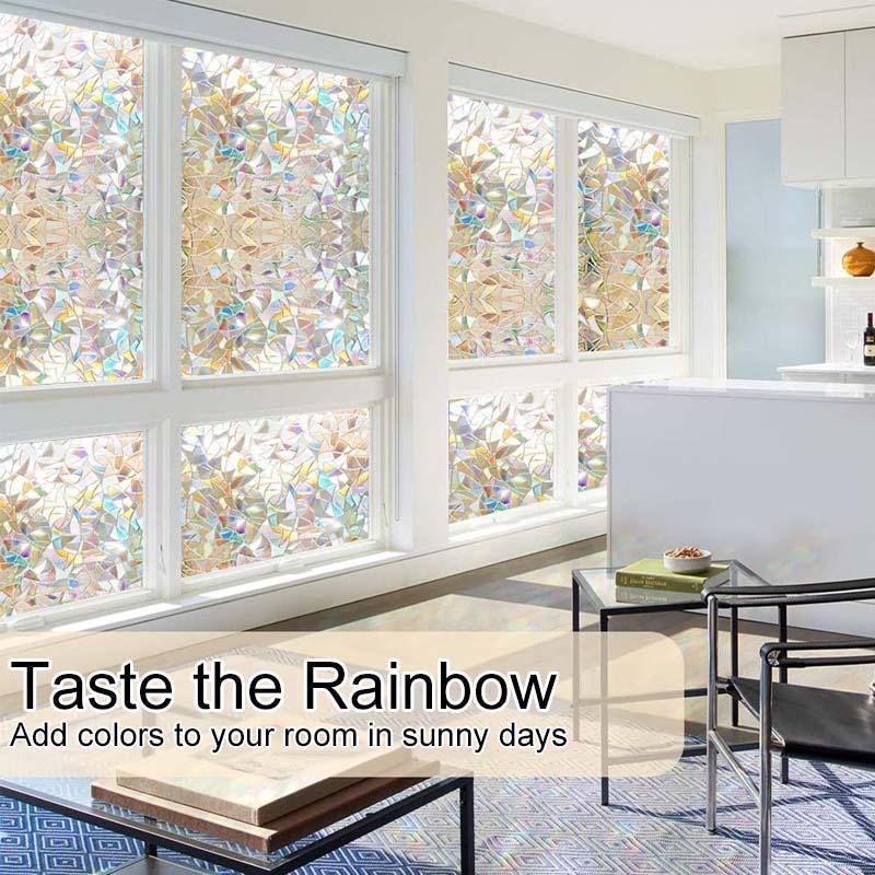 Bunnyear™ 3D Rainbow Window Film，PVC refraction & No glue