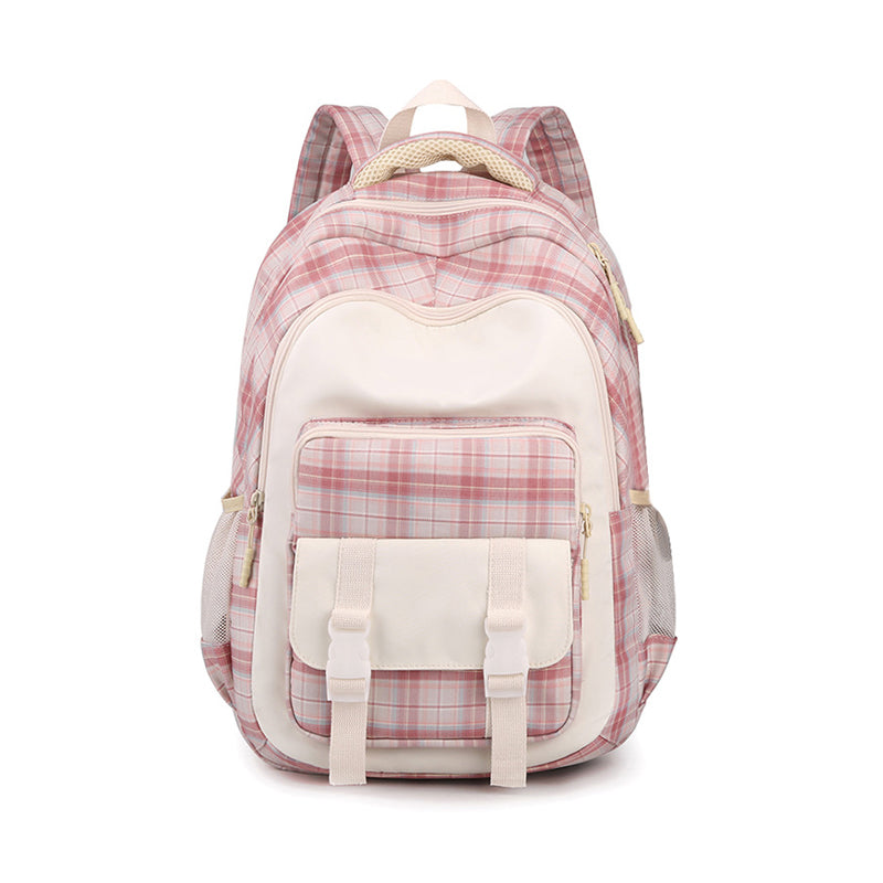 Large Capacity Plaid Schoolbag