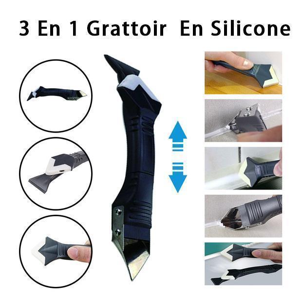 3 en 1 Outil de Calfeutrage Grattoir en Silicone