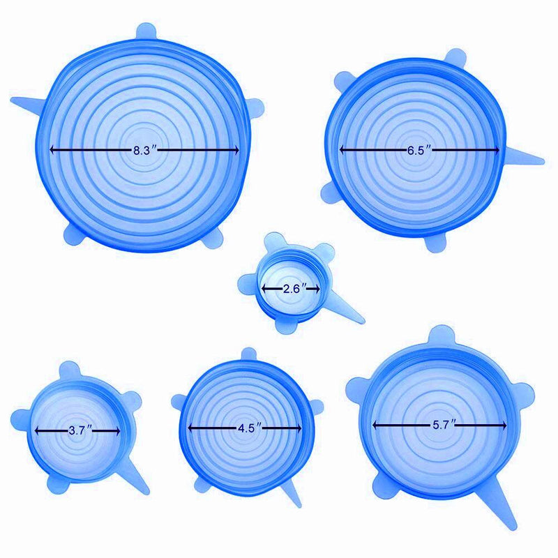 Tapas Elásticas de Silicona , 6 pcs (Azul)