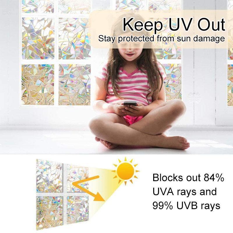 Bunnyear™ 3D Rainbow Window Film，PVC refraction & No glue