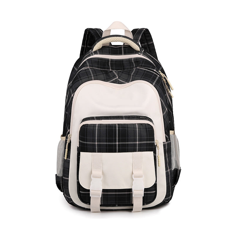 Large Capacity Plaid Schoolbag