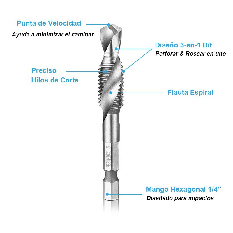 Domom® Brocas de Taladro de Perforar y Roscar 6 piezas