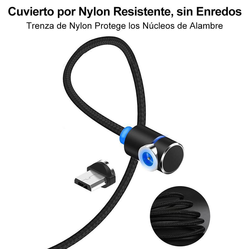 3 En 1 Cable de Carga Magnético, Lightning, Micro y Type C, 2m