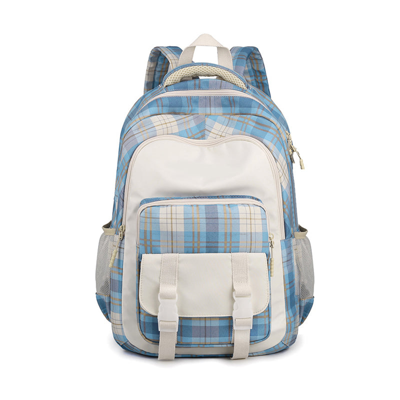 Large Capacity Plaid Schoolbag