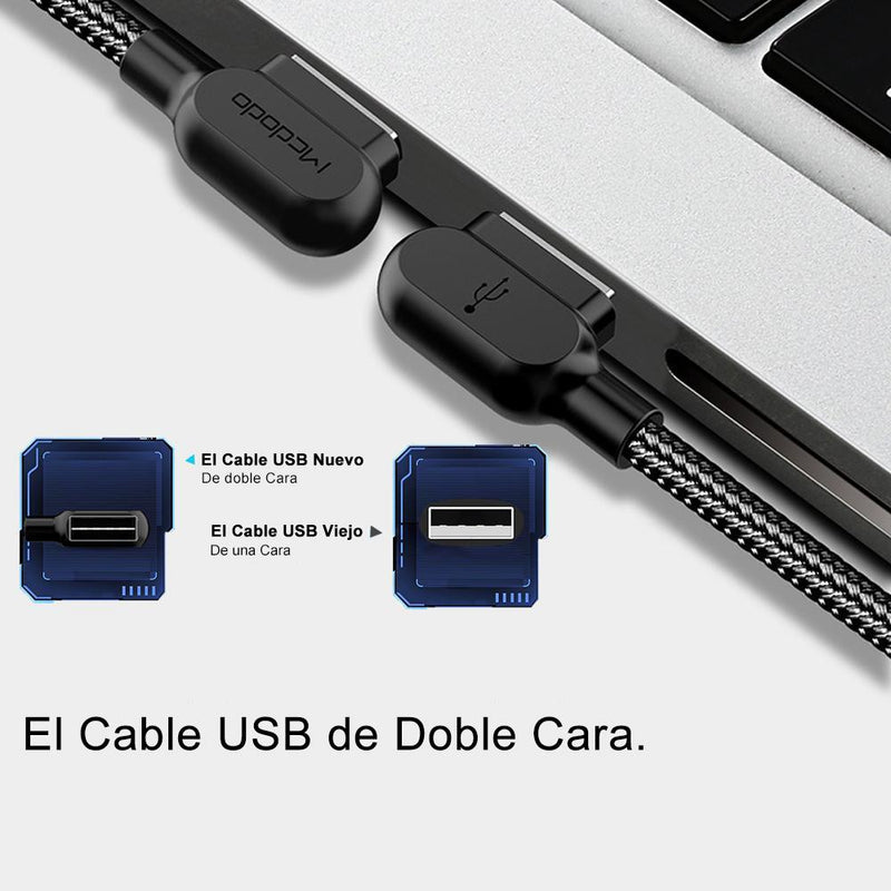 Cable USB Brillante con Diseño de 90 Grados