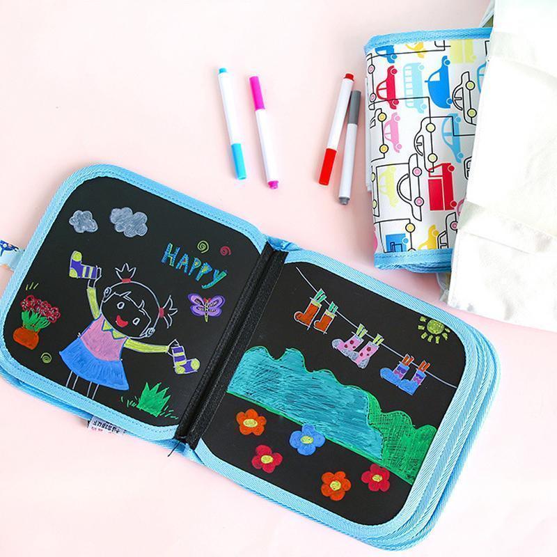 Portable Erasable Doodle Pad Drawing Pad (12 Pens Included)