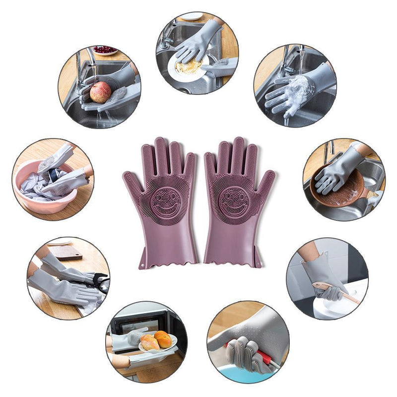 Guantes de Limpieza de Aceite Antiadherentes de Descontaminación de Silicona Multifuncionales (1 par)