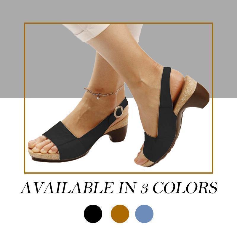 Women Elegant Low Chunky Heel Comfy Sandals