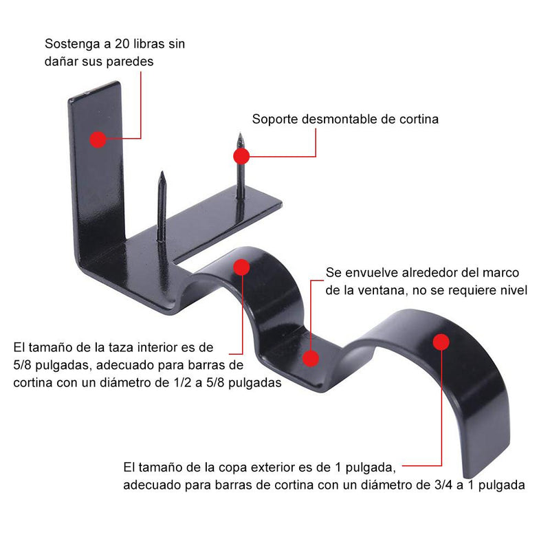 Soportes de Barra de Cortina, 1 Par