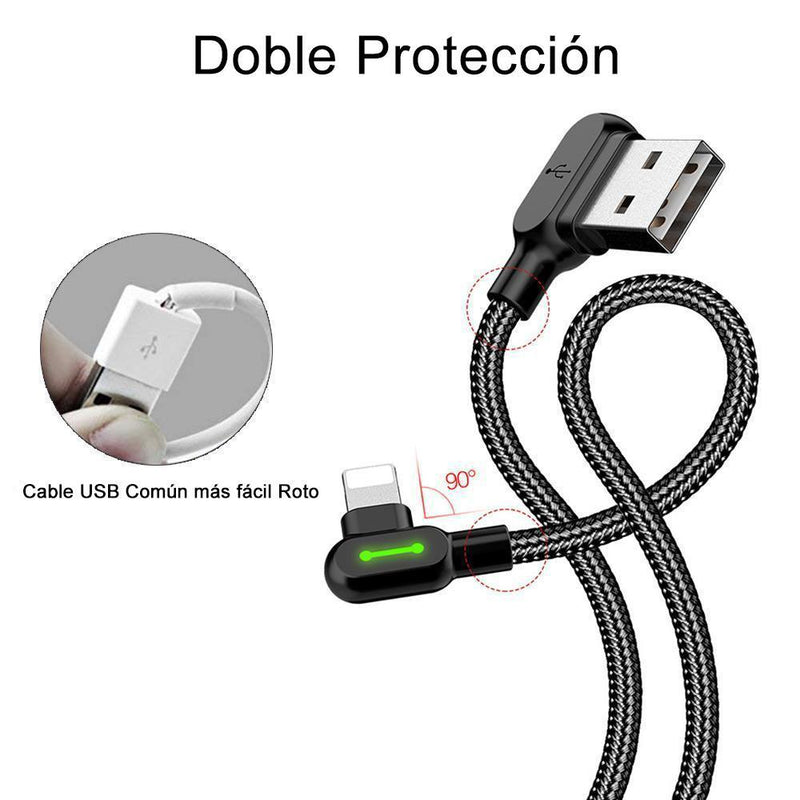 Cable USB Brillante con Diseño de 90 Grados