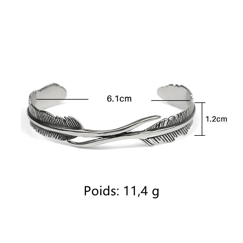 Joli Bracelet Plume en Argent