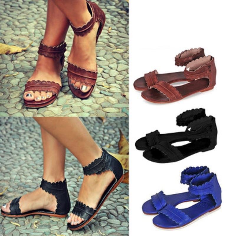 Sandalias Planas Romanas Para Mujeres