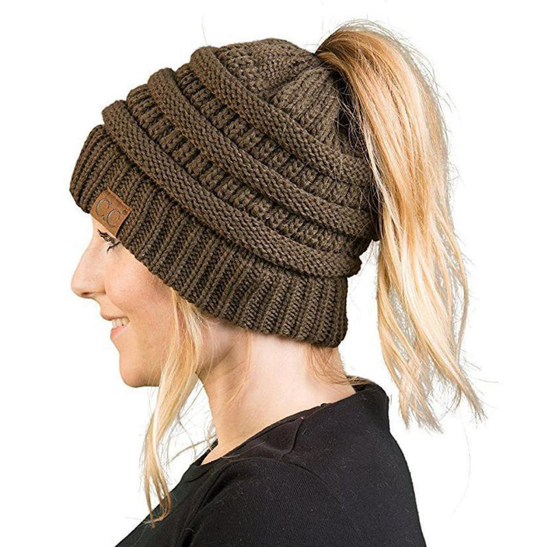 Soft Knit Ponytail Beanie Hat